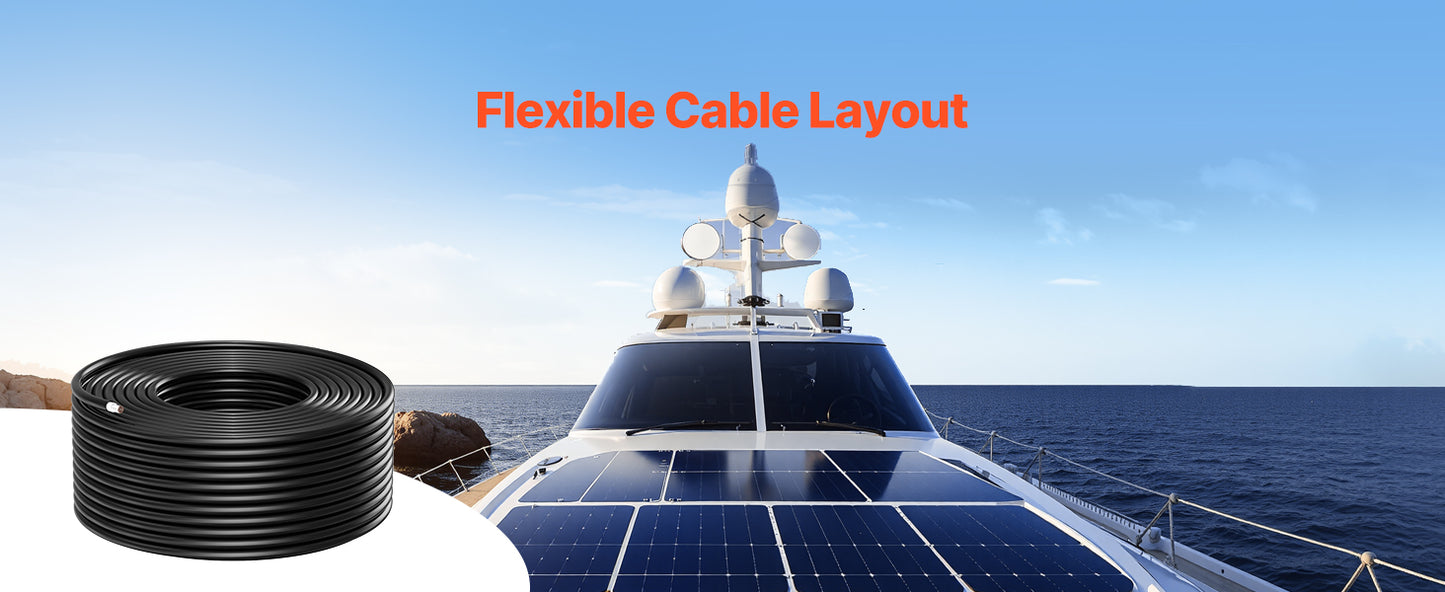SucceBuy 100FT Solar Panel Extension Cable 10AWG 6mm² IP67 Waterproof Solar Extension Cable for Home Ship and RV Solar Panels