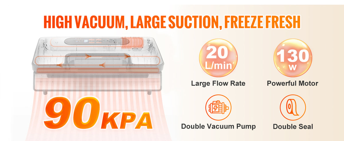 SucceBuy 90Kpa 130W Vacuum Sealer Food Packaging Machine with Free 10pcs Vacuum bags for Household Kitchen Vacuum Food Sealing